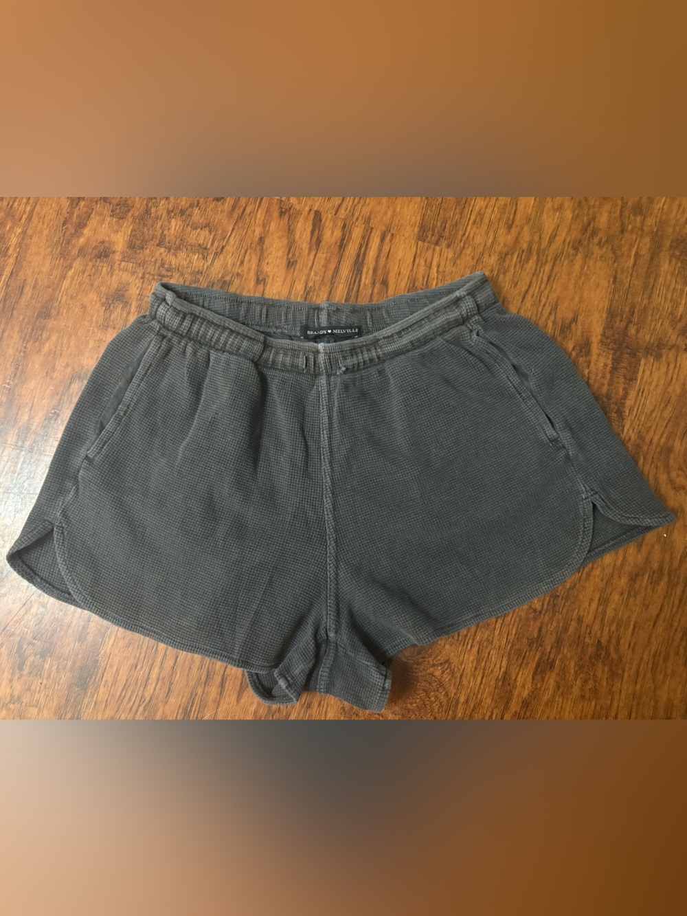 Brandy Melville Charcoal Waffle Knit Athletic Shorts